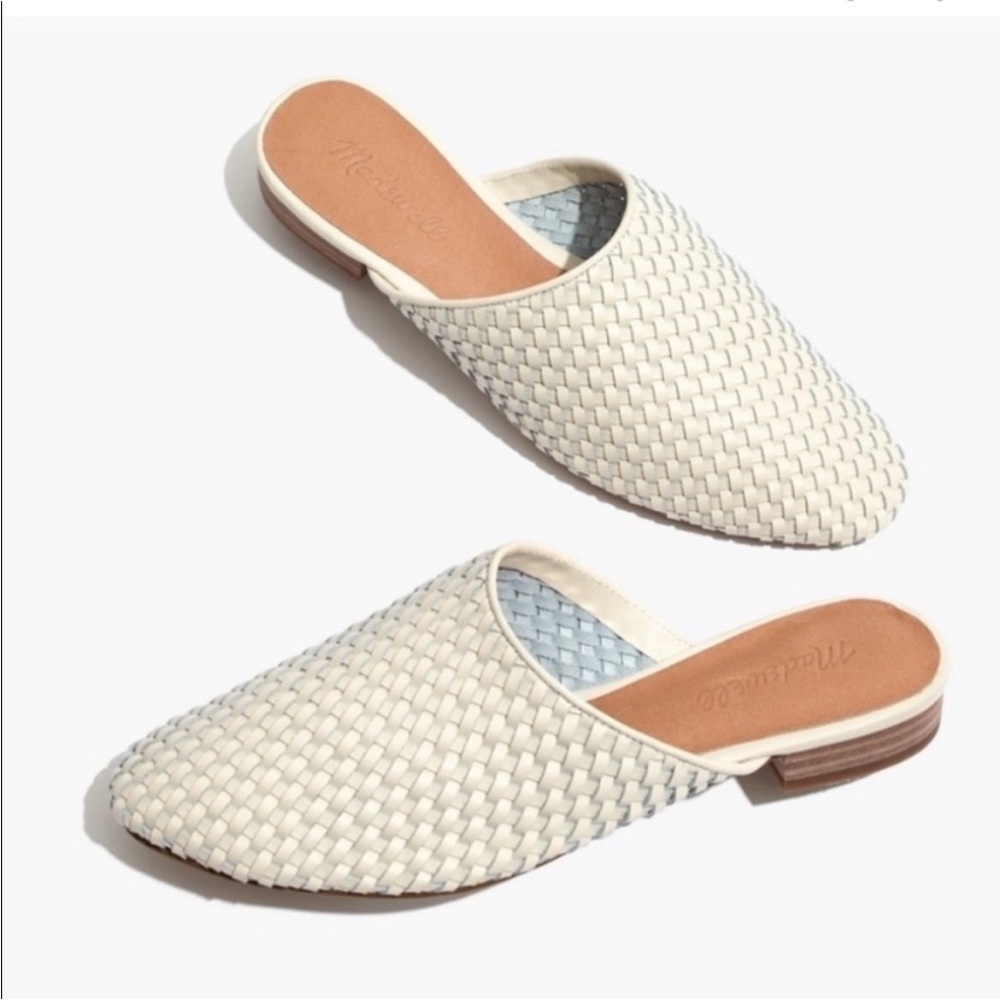 Madewell The Cassidy Woven Leather White Mules